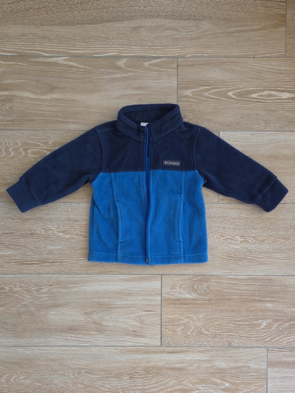 Baby Columbia Navy and Bright Blue Fleece Zip Jacket 6-12M